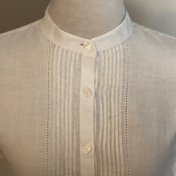 Like-New L.L. Bean White Linen Button-Down Top - Picture 4 of 15
